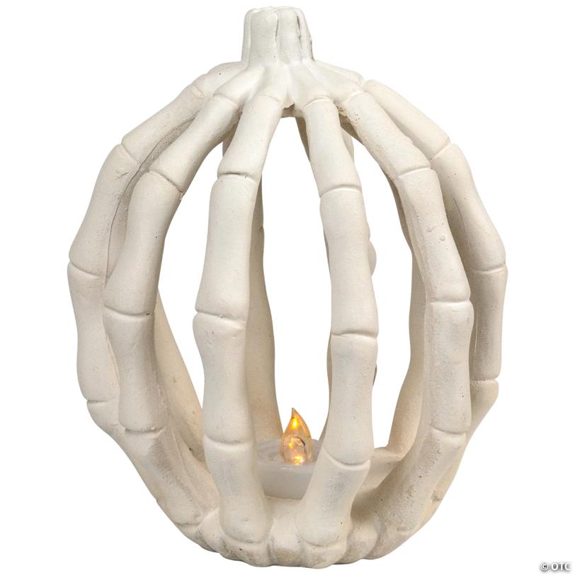 6.25" LED Lighted Skeleton Pumpkin Halloween Decoration - Battery Operated