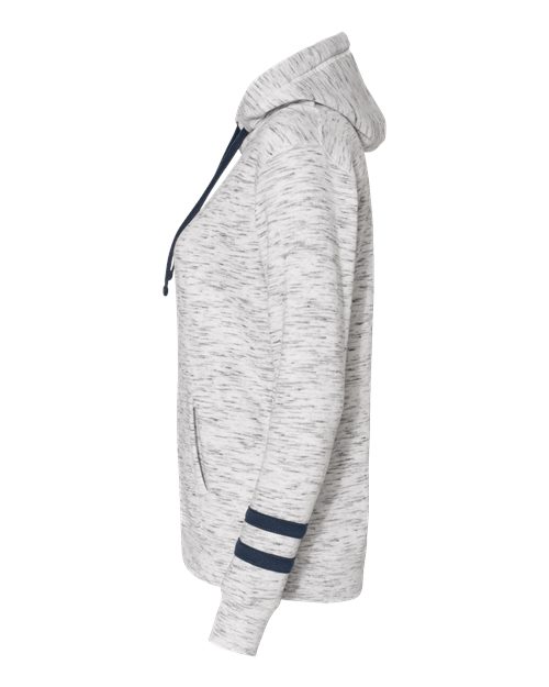 Women’s Mélange Fleece Striped-Sleeve Hooded Sweatshirt | USA Decoration