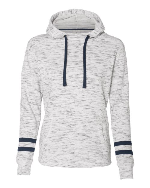 Women’s Mélange Fleece Striped-Sleeve Hooded Sweatshirt | USA Decoration