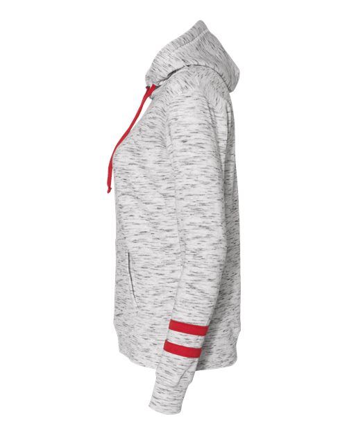 Women’s Mélange Fleece Striped-Sleeve Hooded Sweatshirt | USA Decoration
