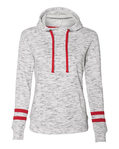 Women’s Mélange Fleece Striped-Sleeve Hooded Sweatshirt | USA Decoration