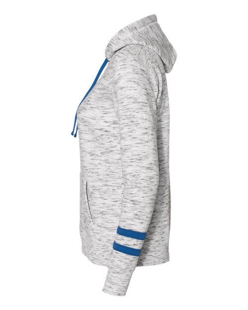 Women’s Mélange Fleece Striped-Sleeve Hooded Sweatshirt | USA Decoration
