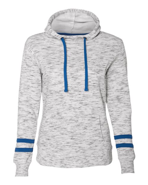 Women’s Mélange Fleece Striped-Sleeve Hooded Sweatshirt | USA Decoration