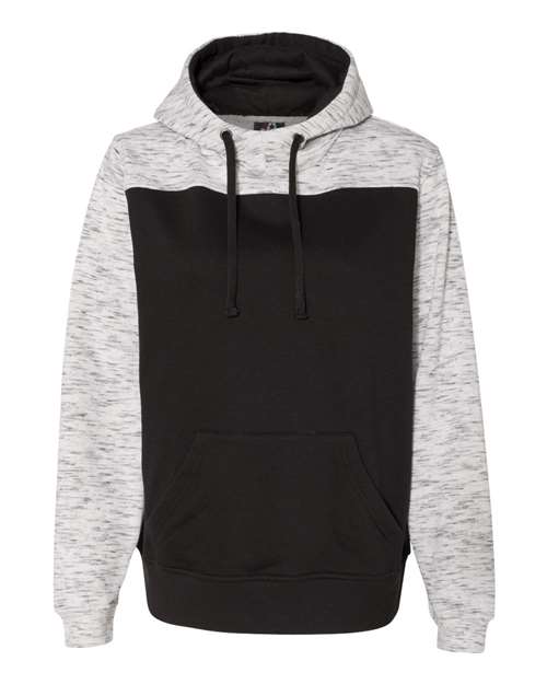 Mélange Fleece Colorblocked Hooded Sweatshirt | USA Decoration