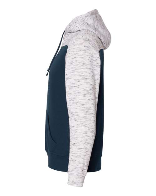 Mélange Fleece Colorblocked Hooded Sweatshirt | USA Decoration