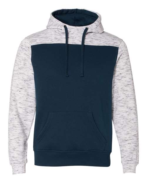 Mélange Fleece Colorblocked Hooded Sweatshirt | USA Decoration