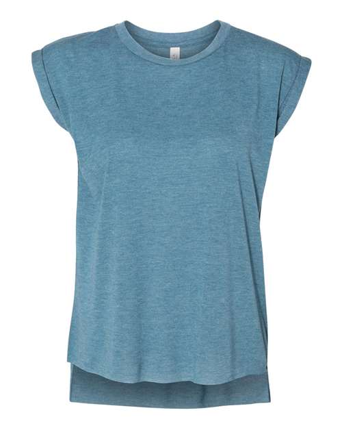 Women’s Flowy Rolled Cuffs Muscle Tee | USA Decoration