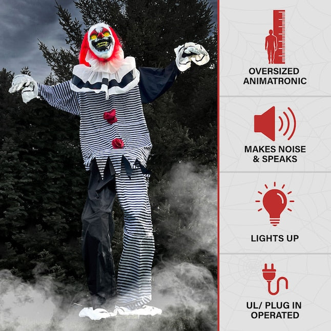 Haunted Hill Farm 15.09-ft Freestanding Talking Lighted Clown Animatronic | USA Decoration