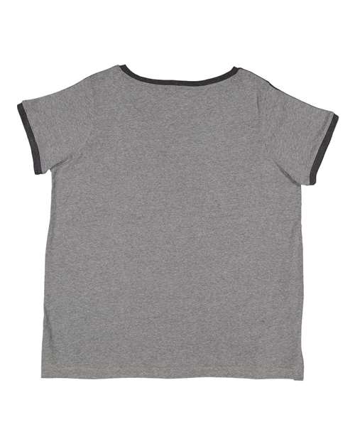 Women's Curvy Retro Ringer Premium Jersey V-Neck Tee | USA Decoration