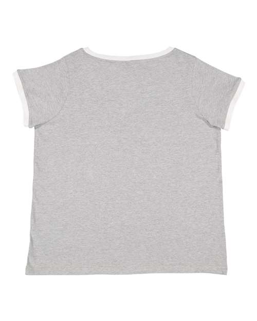 Women's Curvy Retro Ringer Premium Jersey V-Neck Tee | USA Decoration