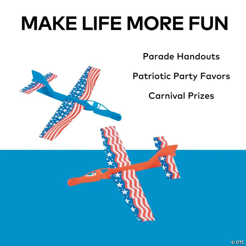 6 1/2" Bulk 144 Pc. Patriotic Red, White & Blue Cardboard Toy Jets