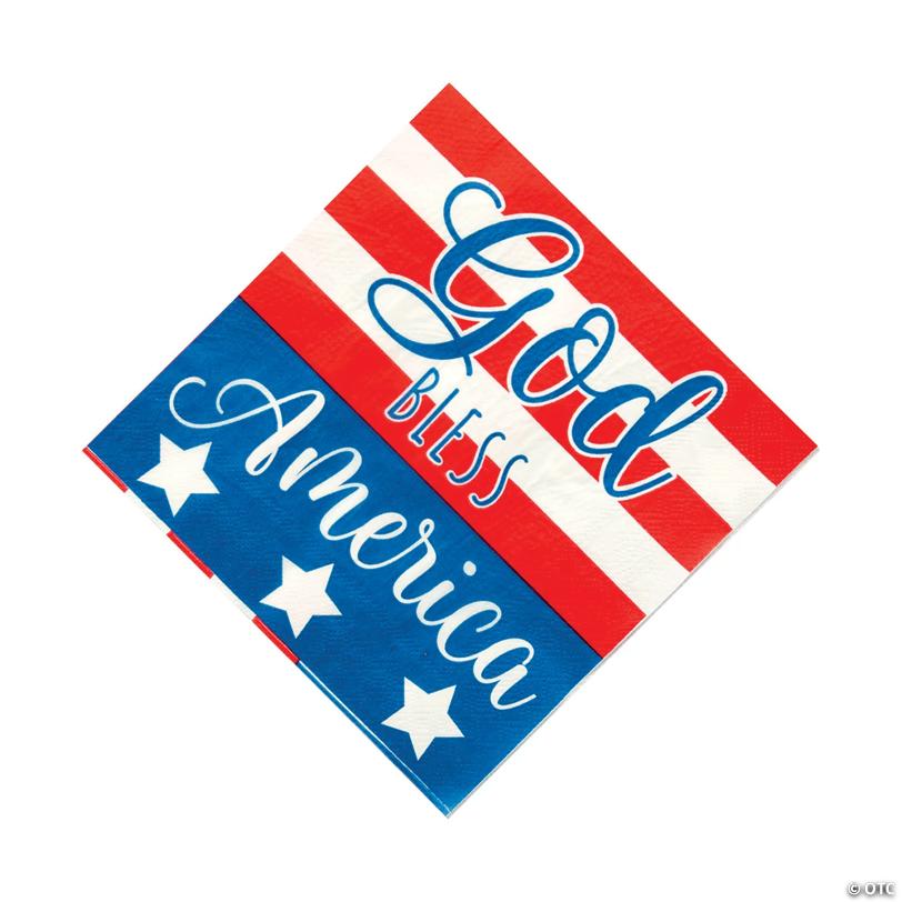6 1/2" God Bless America Flag Stars & Stripes Luncheon Napkins - 16 Ct.