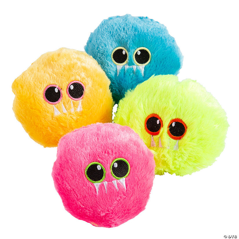 Per Dozen: 4" Mini Red, Yellow, Green & Blue Stuffed Hairball Characters - 12 Pc. | USA Decoration®