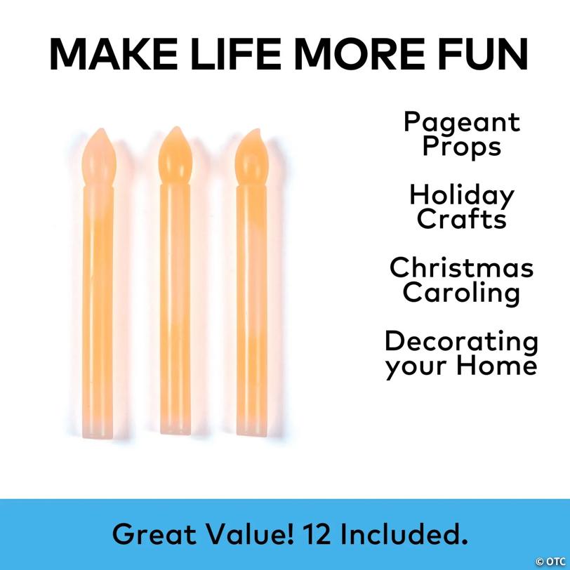 6" Candle-Shaped Plastic Snap & Shake Glow Sticks - 12 Pc.