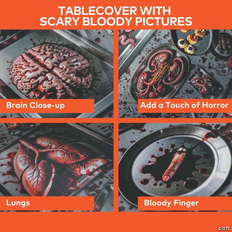 6 Ft. 6 3/4" Bloody Body Parts Tablecloth Halloween Decoration