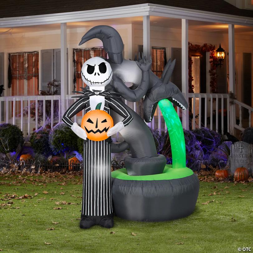 6 Ft. Blow-Up Inflatable Projection Nightmare Before Christmas Jack Skellington with Built-In LED Lights Outdoor Yard Decoration