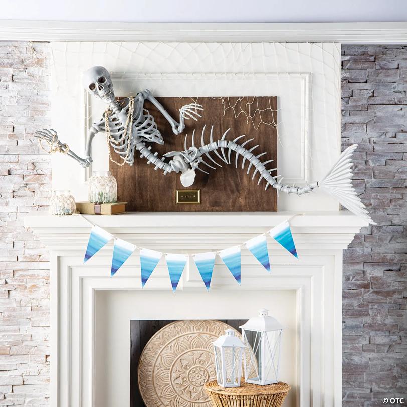 6 Ft. Life-Size Original Plastic Mermaid Skeleton Halloween Decoration