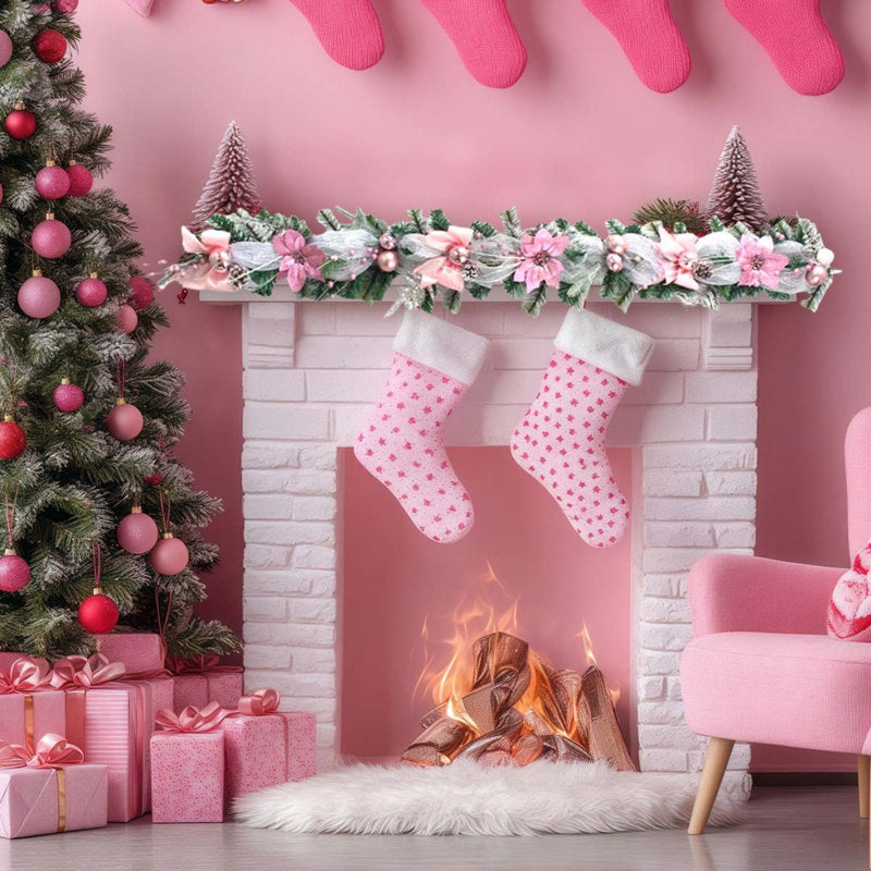 6 ft Pre-Lit Artificial Christmas Garland styled along a festive mantel