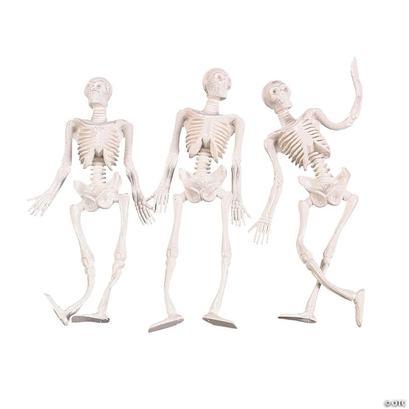 6" - 10" Halloween Stretchy & Poseable White Skeleton Toys - 12 Pc.