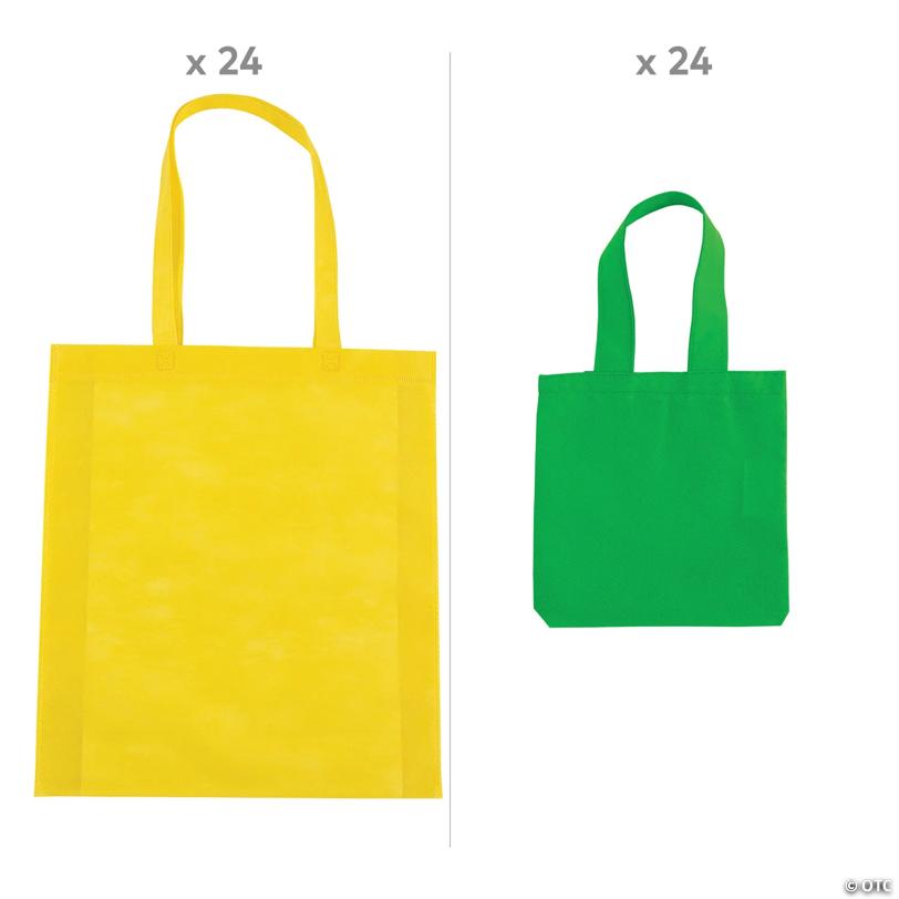 6" - 17" Bulk 48 Pc. Bright Neon Nonwoven Tote Bag Assortment