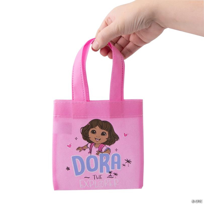 6" x 6" Mini Purple & Pink Dora the Explorer™ Nonwoven Tote Bags – 12 Pc.