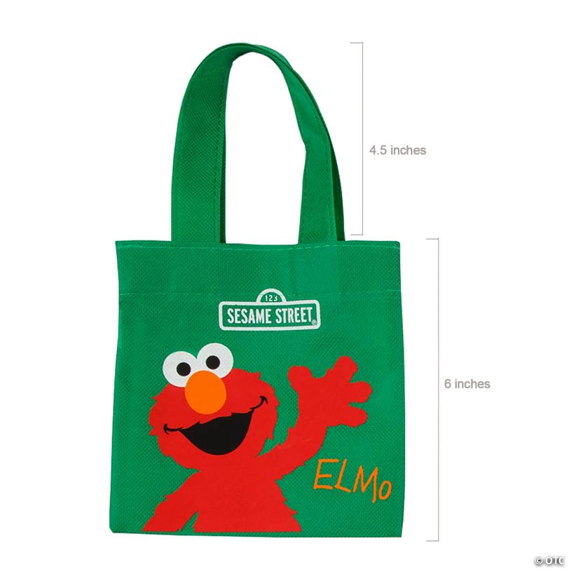 6" x 6" Mini Sesame Street Cookie Monster, Grover & Elmo Nonwoven Tote Bags - 12 Pc.