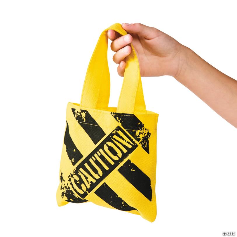 6" x 6" Mini Yellow Nonwoven Construction Zone Tote Bags - 12 Pc.