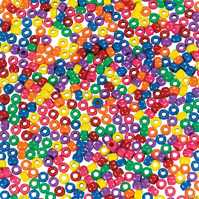 6mm 1 lb. Mega Bulk 2000 Pc. Opaque Solid Color Plastic Pony Beads | USA Decoration®