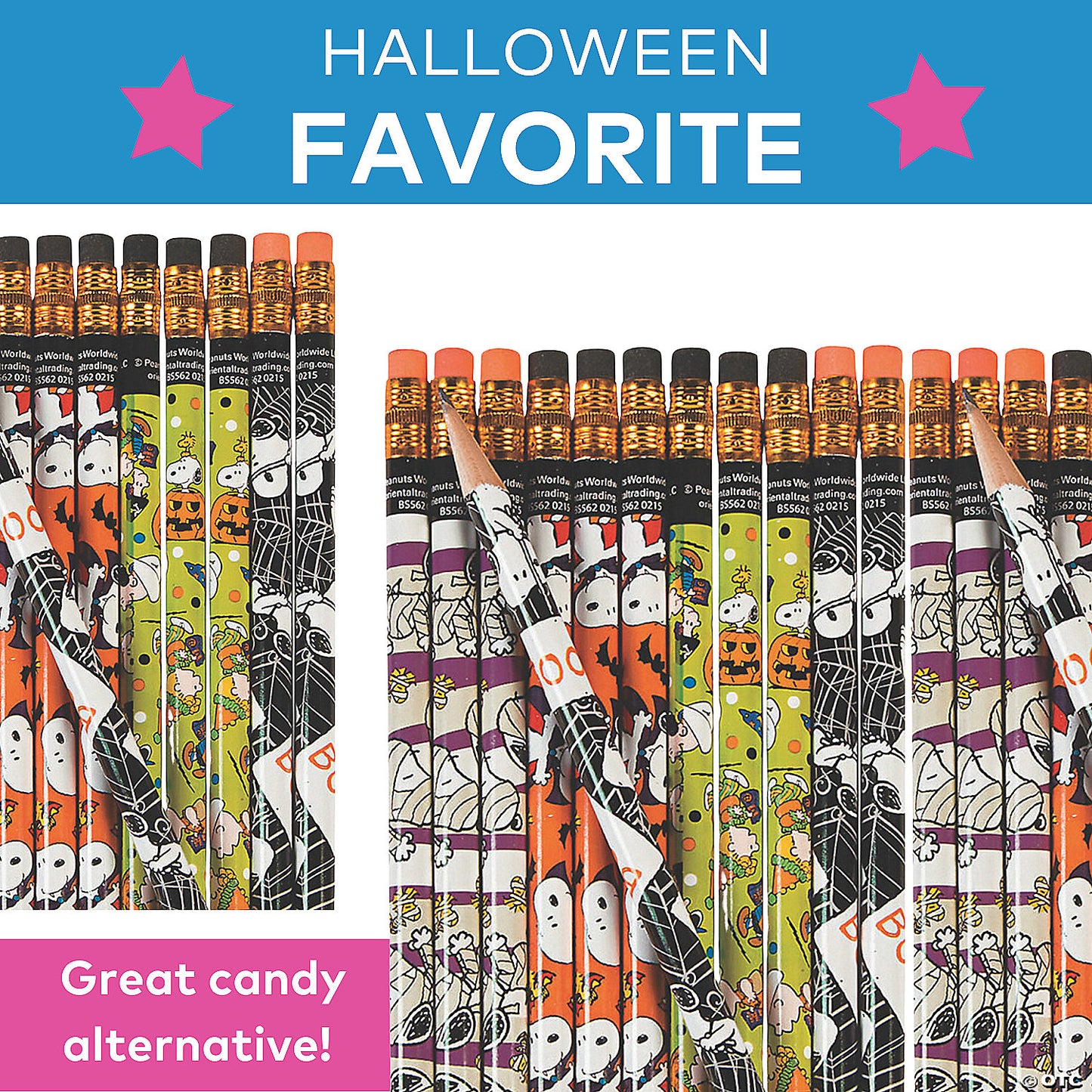 7 1/2" Peanuts® Halloween Snoopy Wood Pencil Assortment - 24 Pc. | USA Decoration®