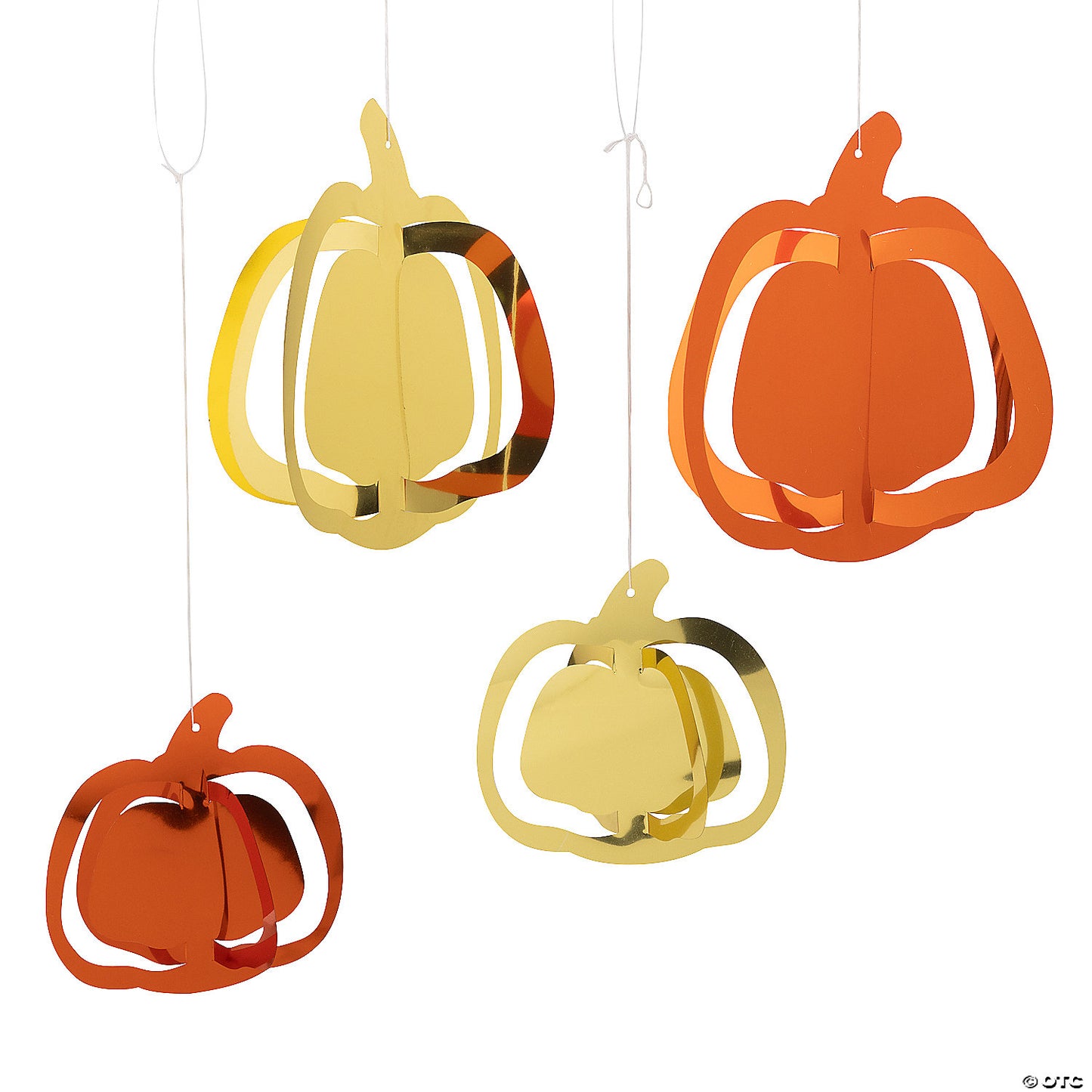 7" – 10" Fall Orange & Gold Hanging Foil Pumpkins Ceiling Decorations - 8 Pc.