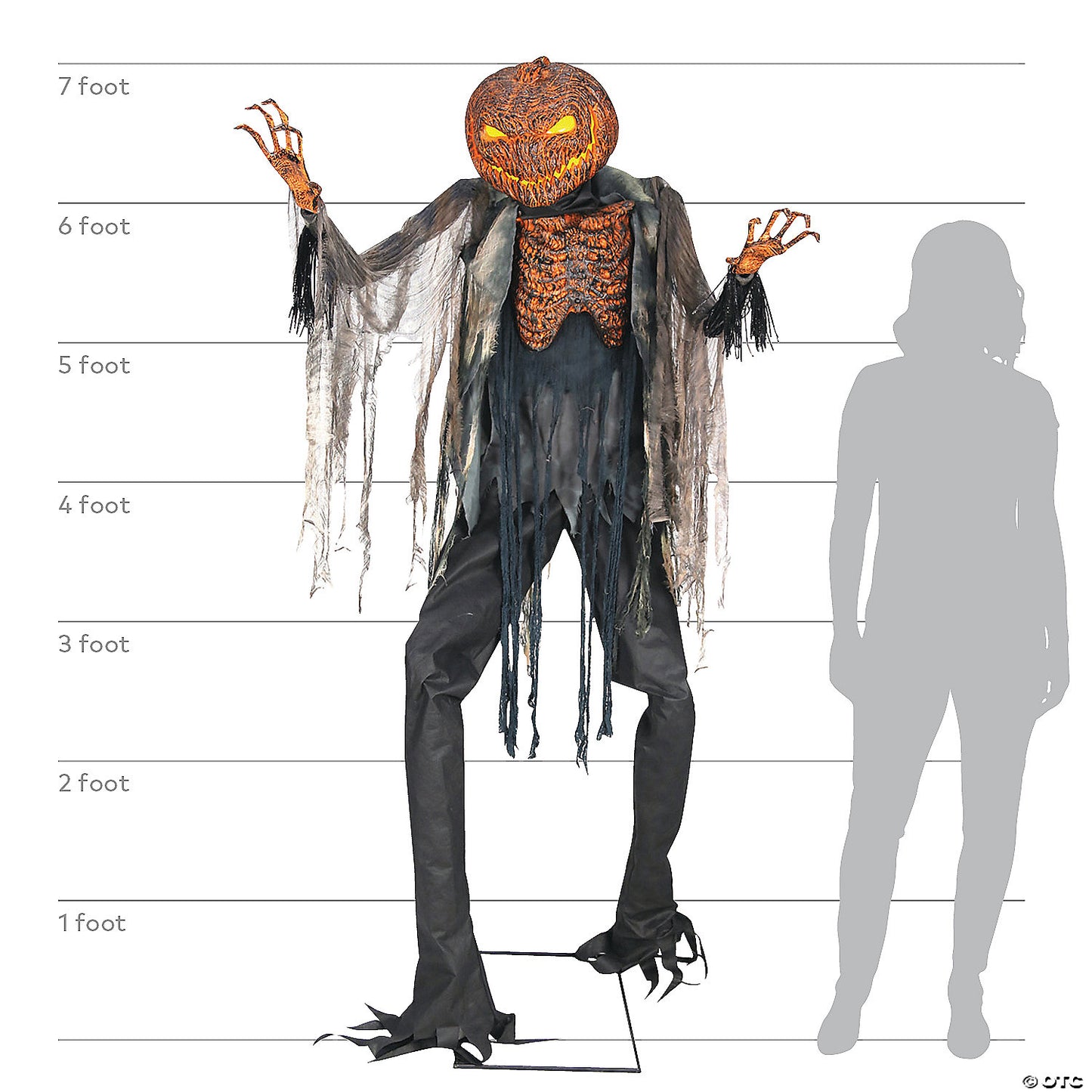 7 Ft. Scorched Scarecrow Animated Prop Standing Halloween Decoration | USA Decoration®