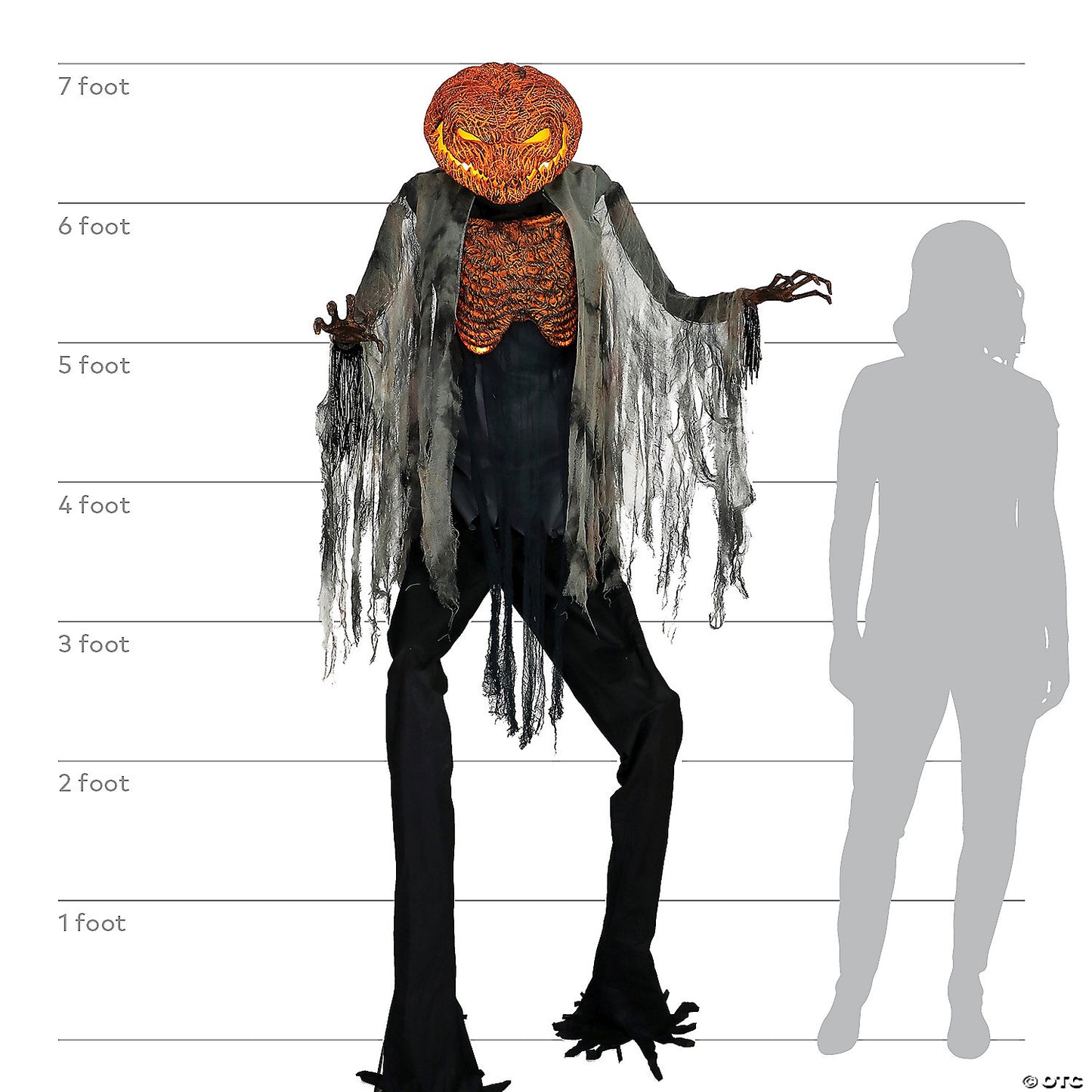 7' Scorched Scarecrow with Flamelight Animated Prop | USA Decoration®