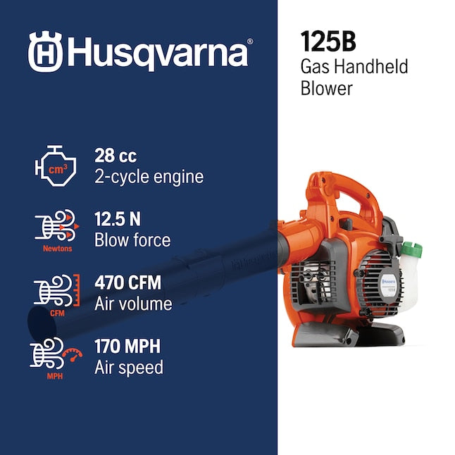 125B 28-cc 2-cycle 470-CFM 170-MPH Gas Handheld Leaf Blower