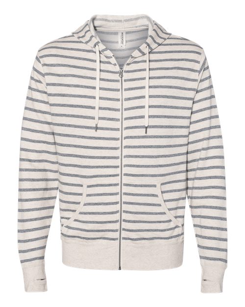 Heathered French Terry Full-Zip Hooded Sweatshirt | USA Decoration