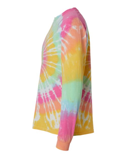 Multi-Color Spiral Tie-Dyed Long Sleeve T-Shirt | USA Decoration