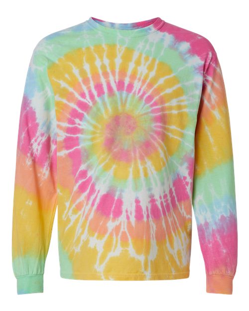 Multi-Color Spiral Tie-Dyed Long Sleeve T-Shirt | USA Decoration