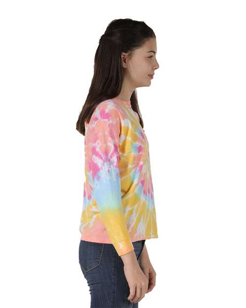 Youth Multi-Color Spiral Tie-Dyed Long Sleeve | USA Decoration