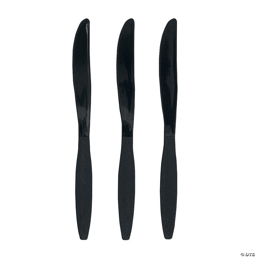 Bulk 50 Ct. Black Plastic Knives | USA Decoration®