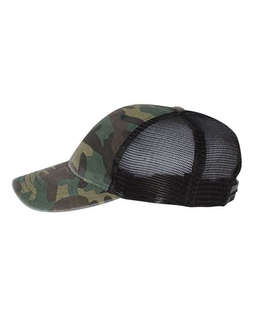 Garment Washed Printed Trucker Cap | USA Decoration