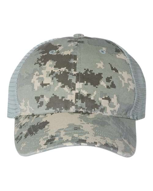 Garment Washed Printed Trucker Cap | USA Decoration
