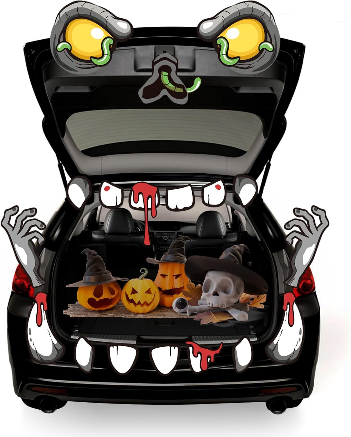 Monster Face Trunk or Treat Kit Halloween Car Decoration with Eyes, Fangs & Claws | USA Decoration®
