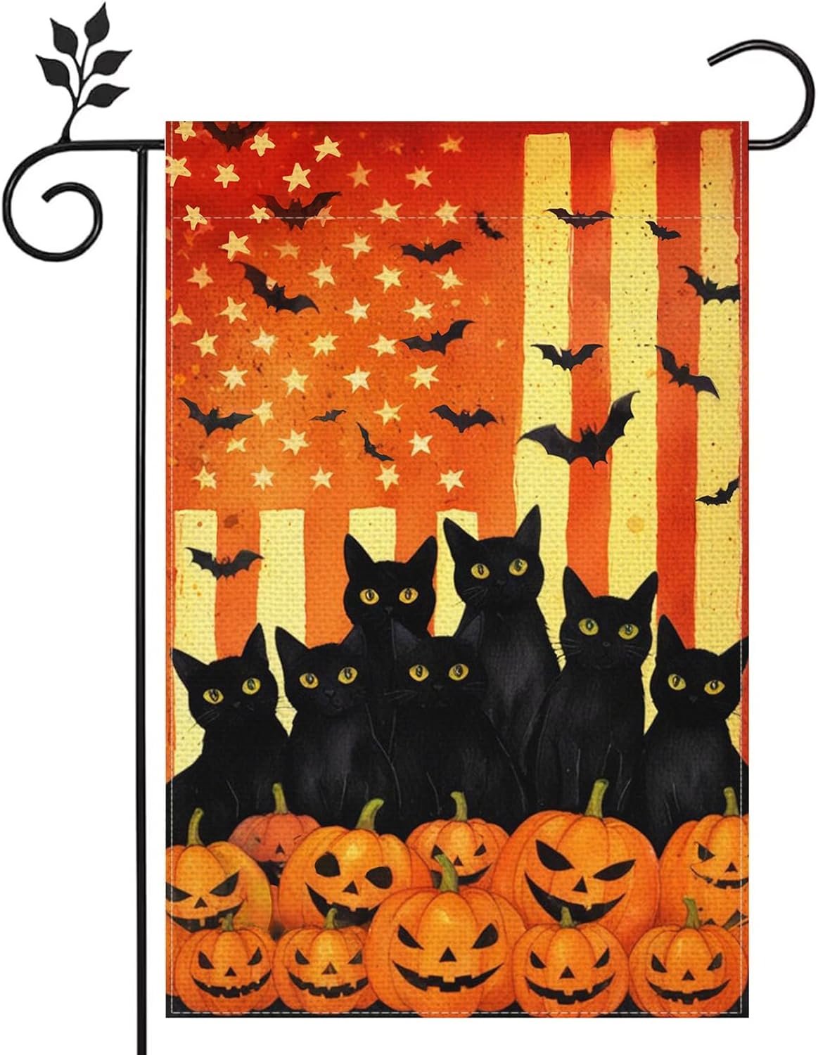 Halloween Black Cat & Ghost Pumpkin Garden Flag 12×18? Double-Sided Outdoor Decor | USA Decoration®