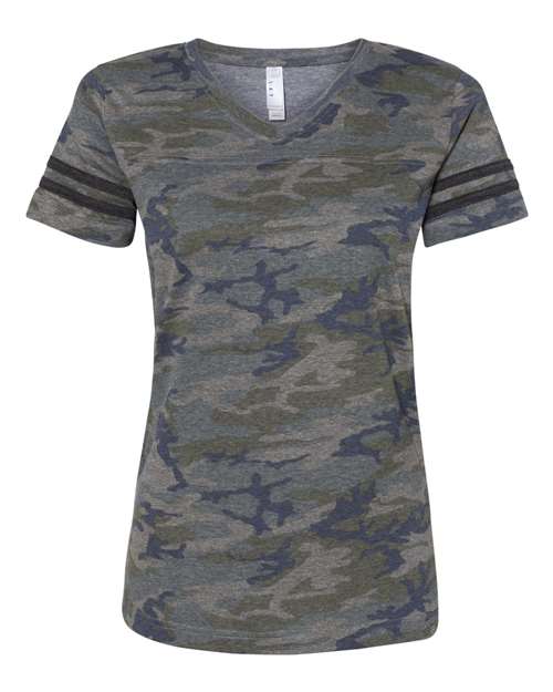Women's Football V-Neck Fine Jersey Tee | USA Decoration