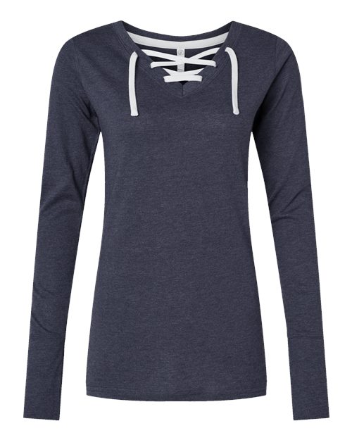 Women's Fine Jersey Lace-Up Long Sleeve T-Shirt | USA Decoration