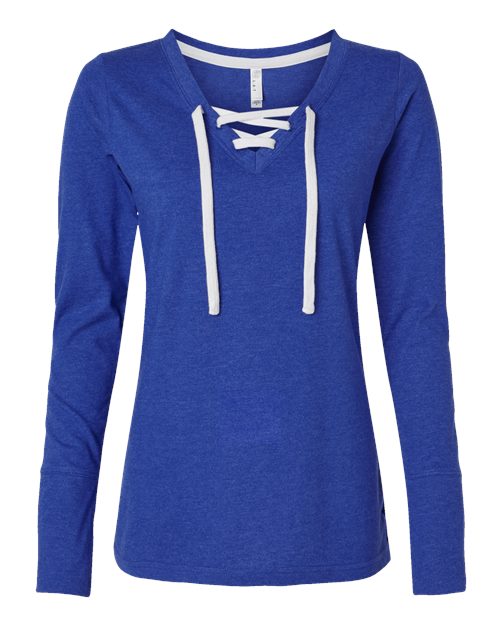 Women's Fine Jersey Lace-Up Long Sleeve T-Shirt | USA Decoration