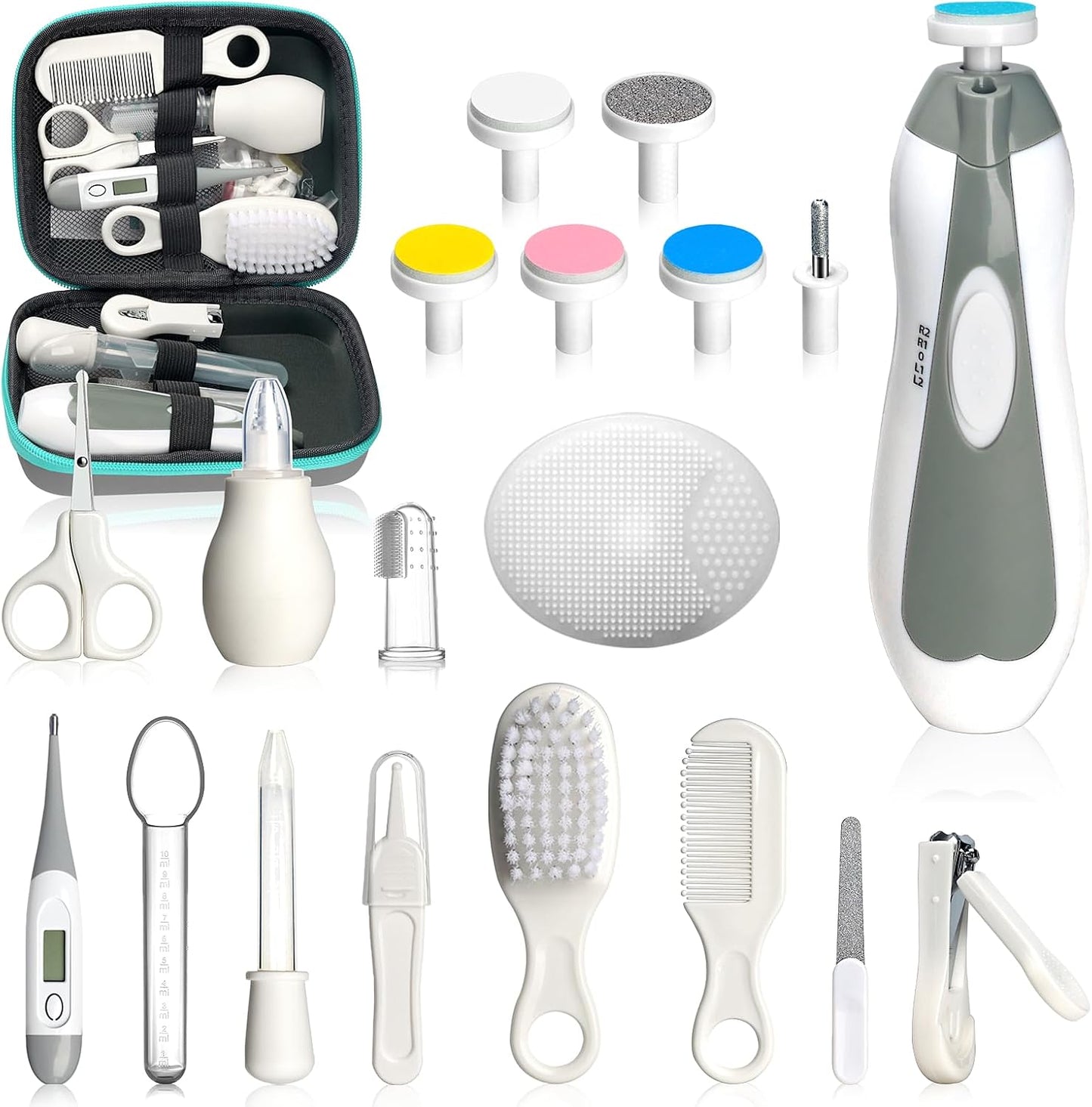 20 in 1 Baby Grooming and Healthcare Kit Portable Newborn Essentials Set Grey White