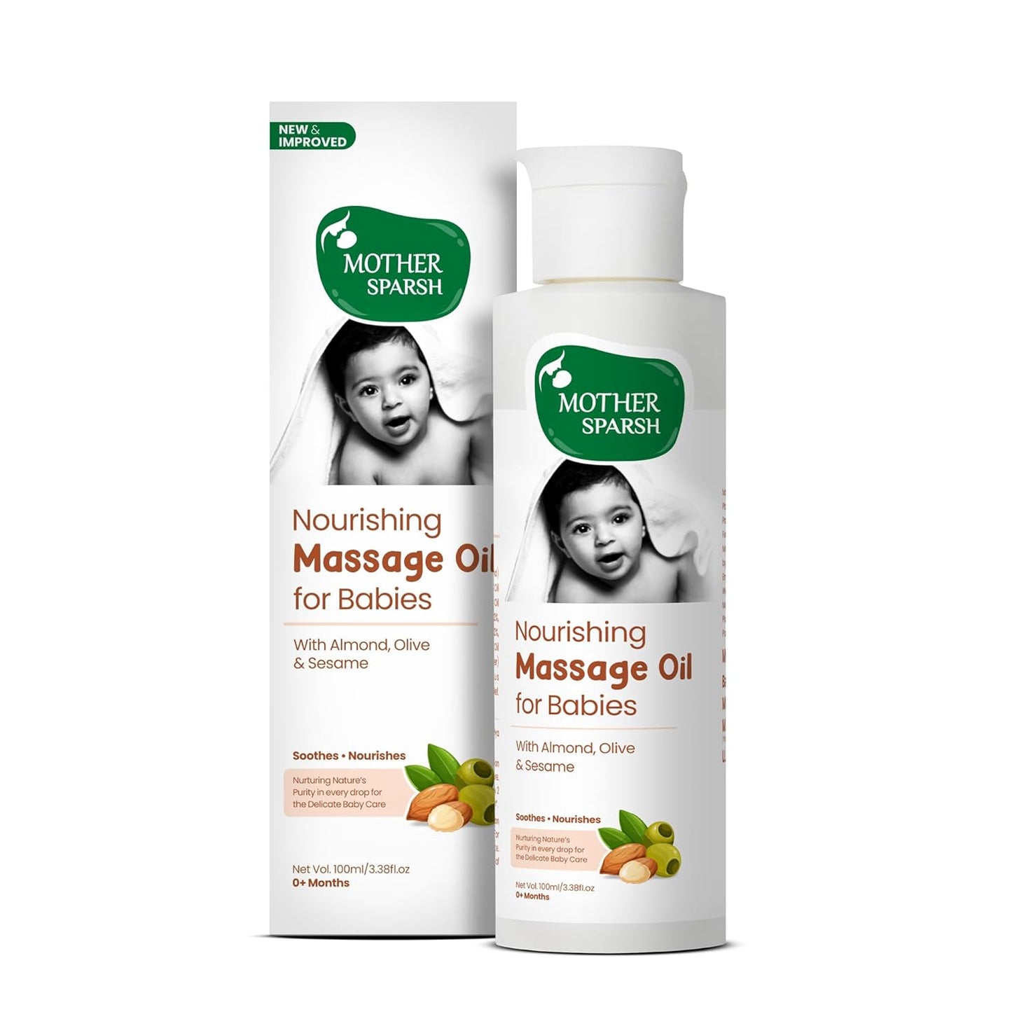 Mother Sparsh Ayurvedic Baby Massage Oil 18 Herb Extracts with Almond & Avocado, 100 ml
