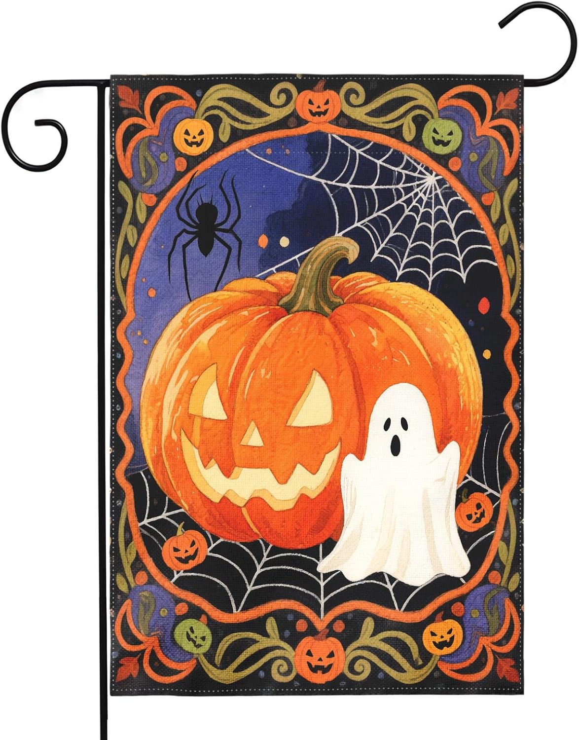 12×18 in Double-Sided Halloween Pumpkin Flag Ghost & Spider Web Yard Décor | USA Decoration®