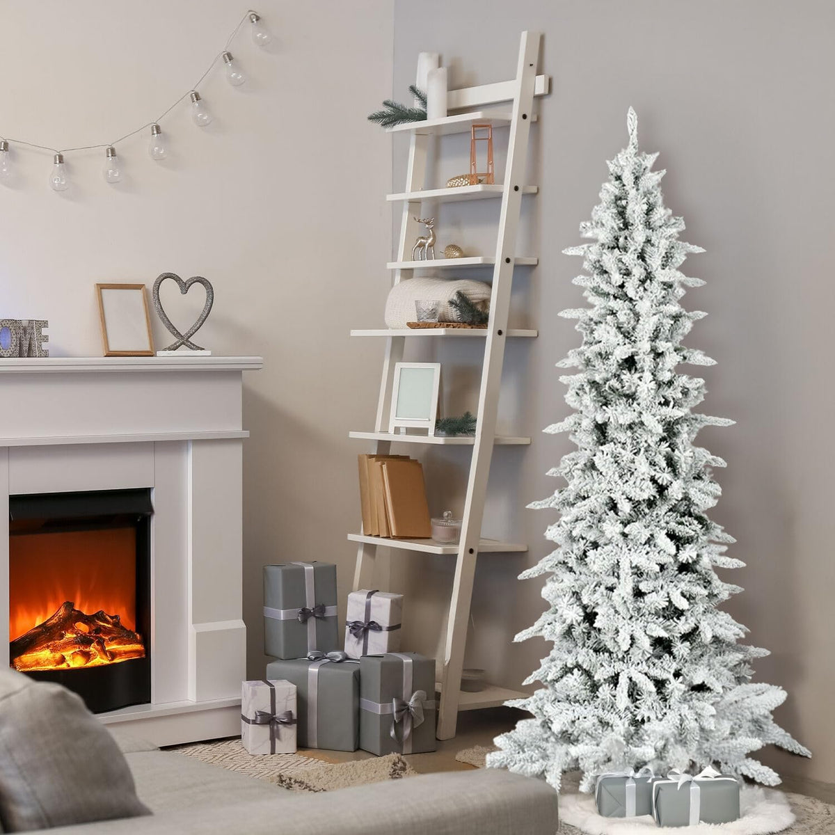Fraser Hill Farm 6.5-Ft Slim Mountain Pine Christmas Tree with Stand