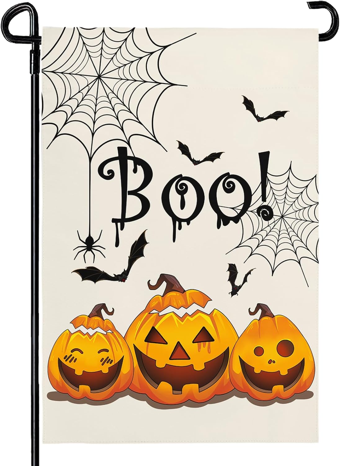 12×18 in BOO Garden Flag Double-Sided Halloween Night Pumpkin & Bat Decor | USA Decoration®
